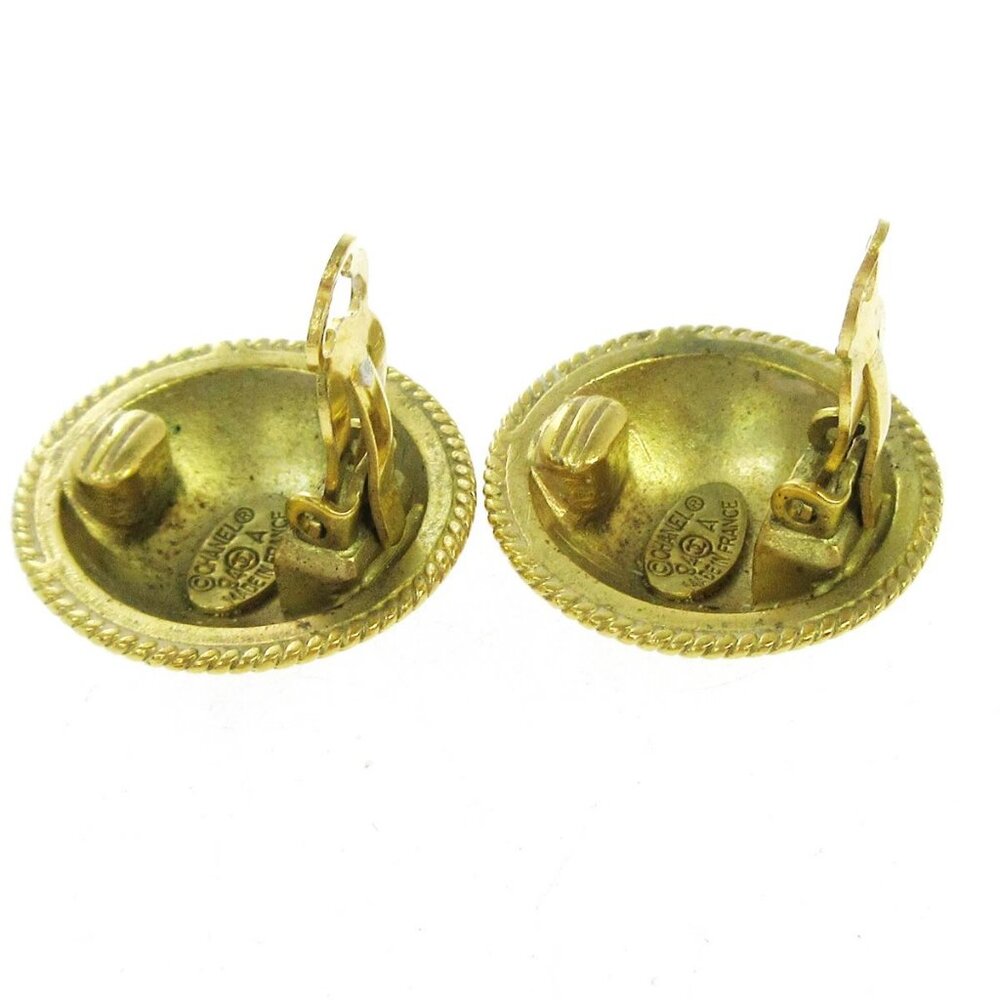 Chanel Button Earrings Clip-On Gold 94A AK38340h - Picture 4 of 8